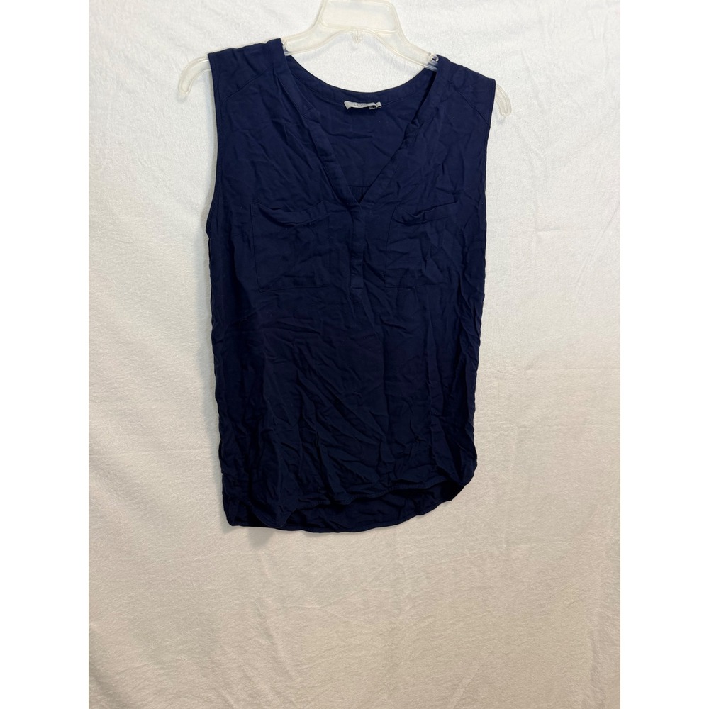 Dalia Womens Navy Blue V-Neck Sleeveless Blouse Rayon Top XL 2688-291